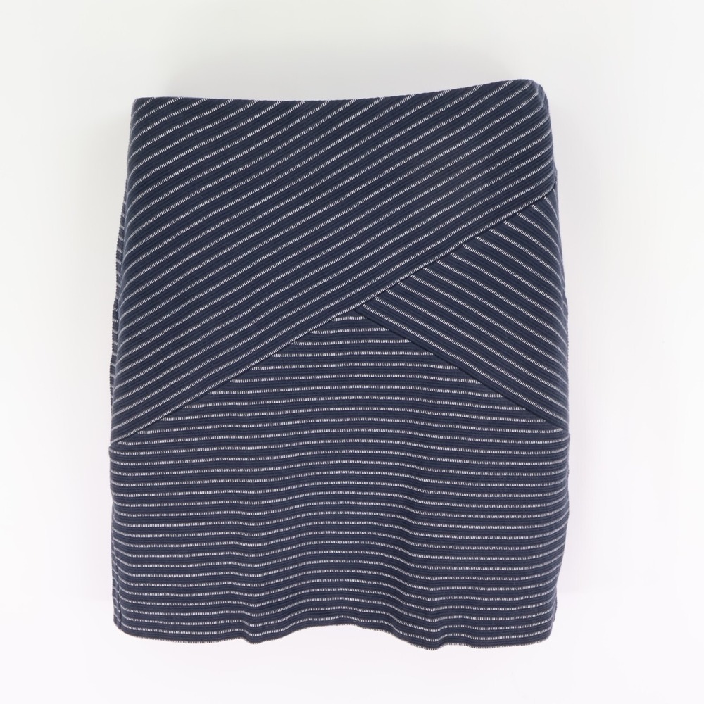J. Jill Pencil Skirt Womens Sz XS Dark Blue Striped Cotton Blend Stretch Pull-On